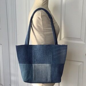 Patchwork denim tote. Newly Handmade.